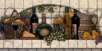 Kunstdruk Wine, Fruit and Cheese Pantry