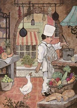 Konsttryck Chef With Goose