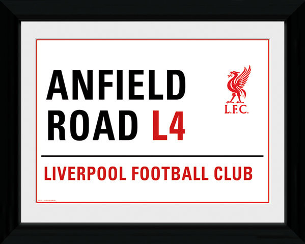 Rámovaný plakát Liverpool - Anfield Street Sign