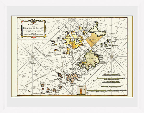 Rámovaný plakát Maps - Isle Of Scilly