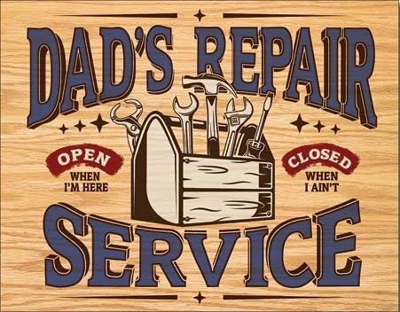 Metallschild Dad's Repair Service