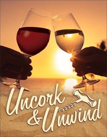 Metallschild Uncork & Unwind