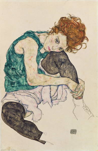 Schiele, Egon - Obrazová reprodukce Seated Woman with Bent Knees, 1917, (26.7 x 40 cm)