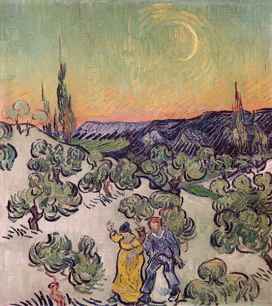 Levně Plakát, Obraz - Moonlit Landscape, 1889, Vincent van Gogh, 35.4 × 40 cm