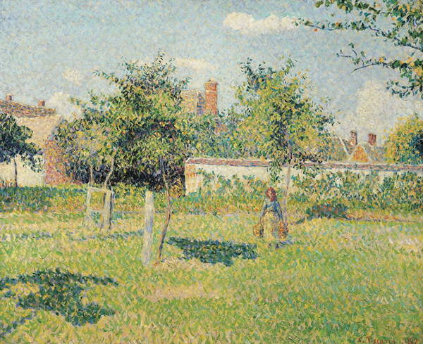 Obrazová reprodukce Woman in the Meadow at Eragny, Spring, 1887, Camille Pissarro, 40x35 cm
