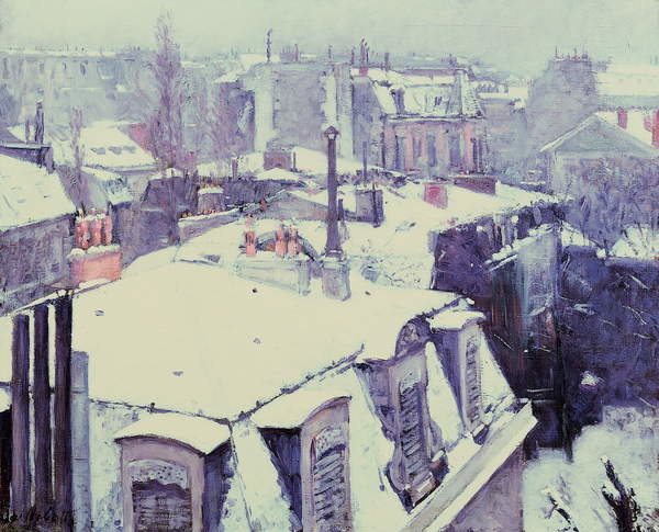 Plakát, Obraz - View of Roofs or Roofs under Snow, 1878, Gustave Caillebotte, 40 × 30 cm