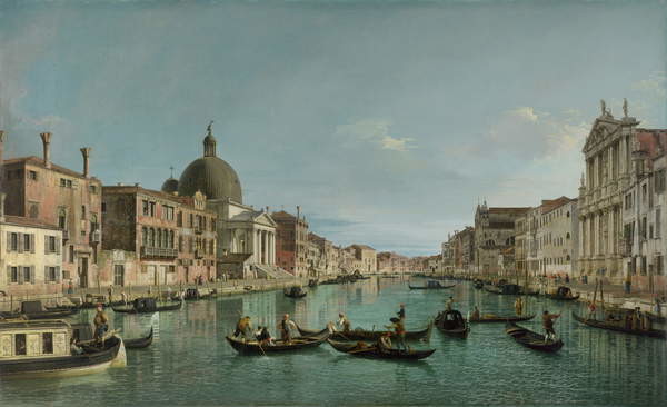 Plakát, Obraz - The Grand Canal in Venice with San Simeone Piccolo and the Scalzi church, (1697-1768) Canaletto, 40 × 24.4 cm