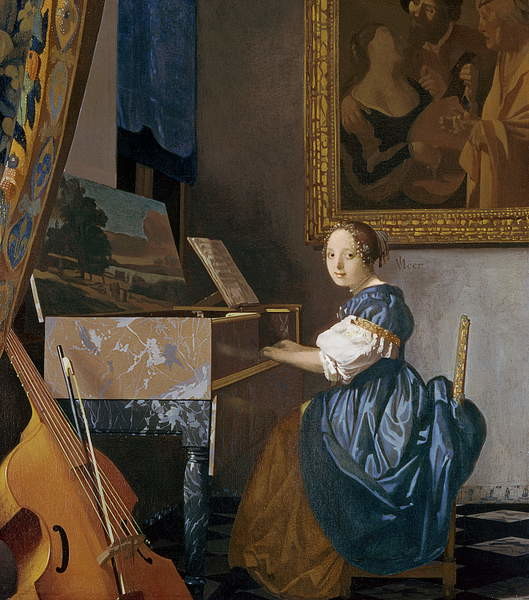 Levně Plakát, Obraz - A Young Lady Seated at a Virginal, c.1670, Jan (1632-75) Vermeer, 35.3 × 40 cm