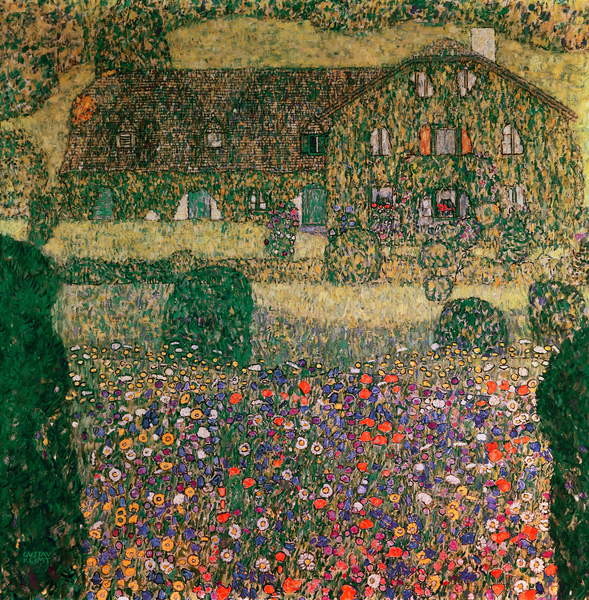 Levně Plakát, Obraz - Country House by the Attersee, c.1914, Gustav Klimt, 40 × 40 cm