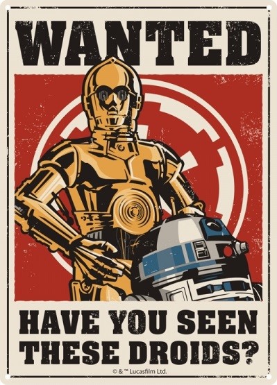 Metallschild Star Wars - Droids