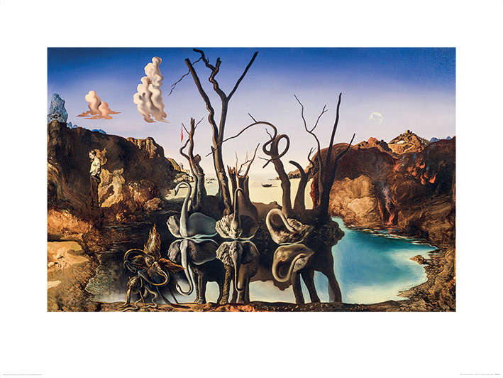 Umělecký tisk Salvador Dali - Swans Reflecting Elephants