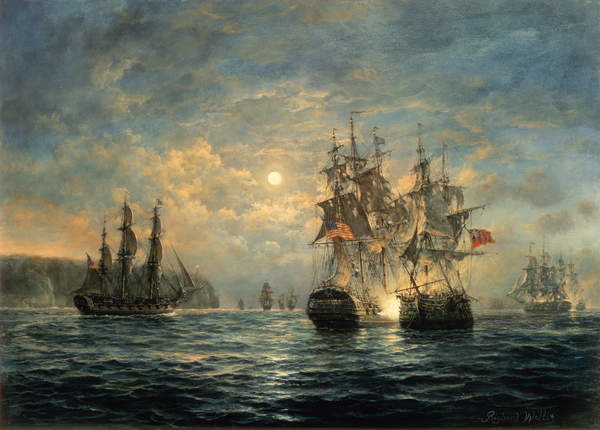 Levně Plakát, Obraz - Engagement Between the "Bonhomme Richard" and the "Serapis" off Flamborough Head, Richard Willis, 40 × 30 cm