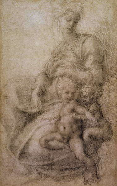 Levně Plakát, Obraz - The Virgin and Child with the infant Baptist, Michelangelo Buonarroti, 26.7 × 40 cm