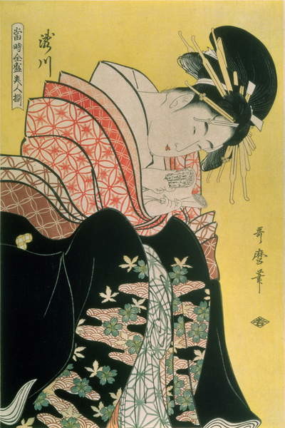 Levně Plakát, Obraz - Takigawa from the Tea-House, Ogi, Kitagawa Utamaro, 26.7 × 40 cm