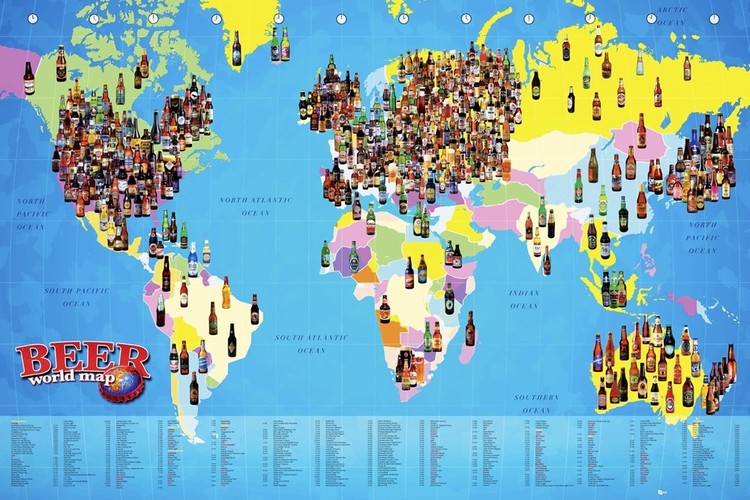 Poster World map - Beer