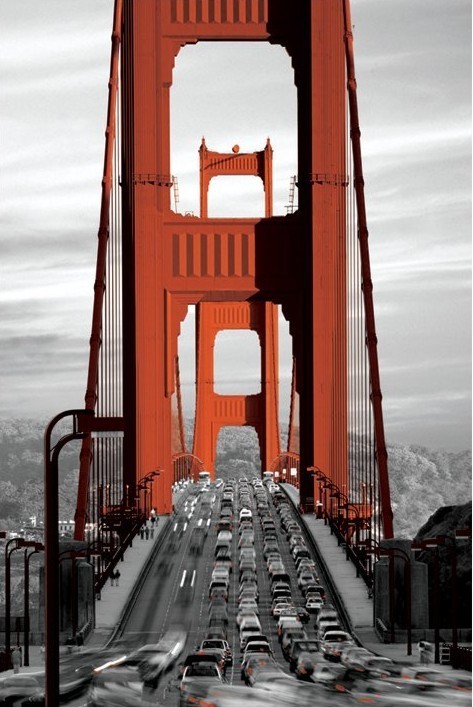 Plakát San Francisco - golden gate bridge