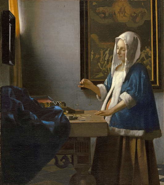 Obrazová reprodukce Woman Holding a Balance, c.1664, Jan (1632-75) Vermeer, 35.4 × 40 cm