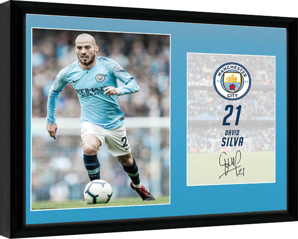 Rámovaný plakát Manchester City - Silva 18-19
