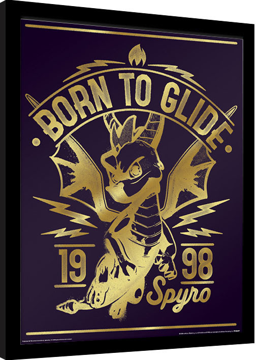 Ingelijste poster Spyro - Gold Born To Glide