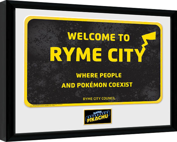 Innrammet plakat Detective Pikachu - Ryme City
