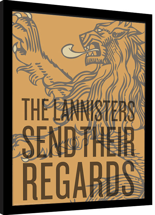 Oprawiony plakat Gra o tron - The Lannisters Send Their Regards
