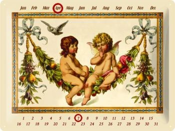 Metallschild 3D ANGEL CALENDAR