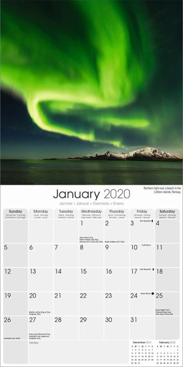 Naptár 2027 Northern Lights