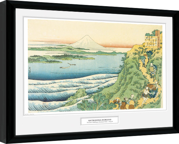 Poster incorniciato Hokusai - Travelers Climbing a Mountain