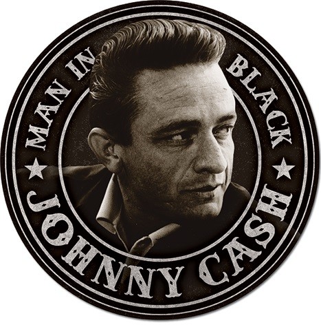 Plechová cedule Johnny Cash - Man in Black Round, 30x30 cm