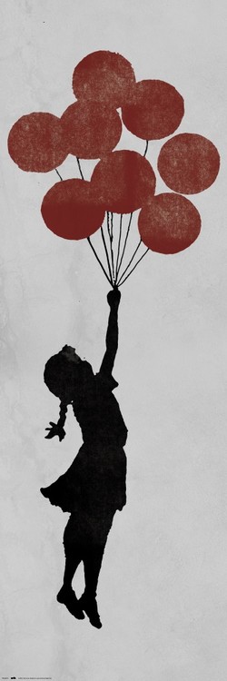 Plakát, Obraz - Banksy - Girl Floating, (53 x 158 cm)