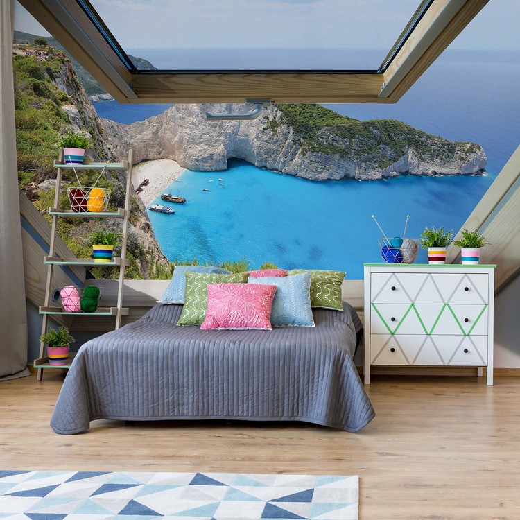 Fototapeta Greek Island Skylight Window View
