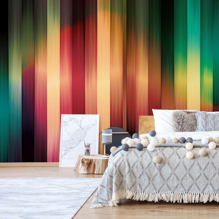 Wall Mural Colourful Light Streaks Modern Design