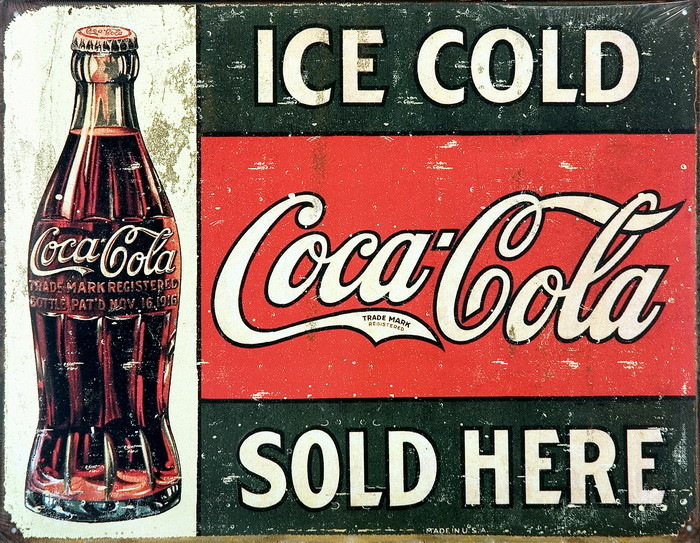 Plechová cedule COKE VINTAGE SOLD HERE