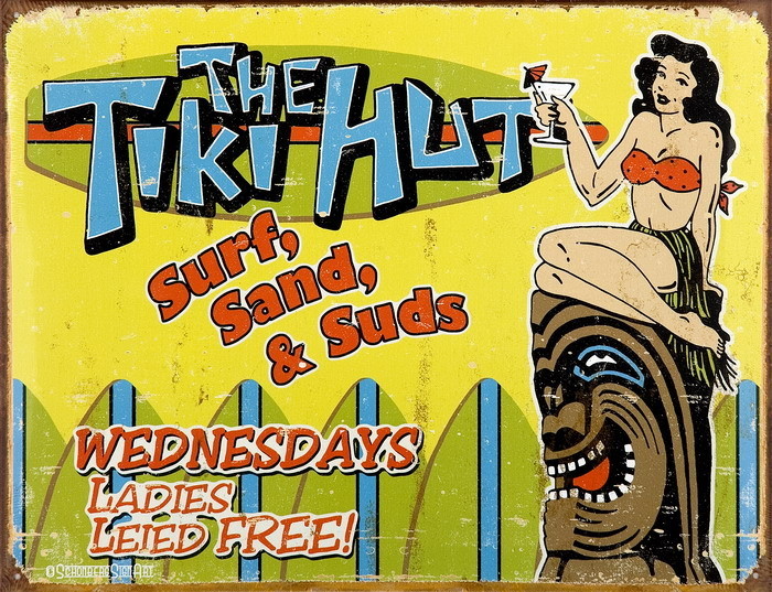Metallschild TIKI HUT