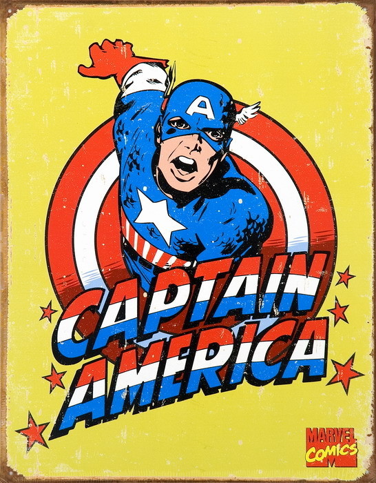Metallschild VINTAGE CAPTAIN AMERICA