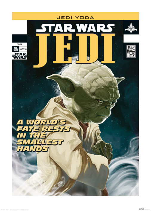 Umělecký tisk Star Wars - Yoda World's Fate, 50 × 70 cm