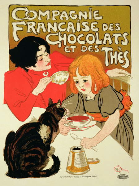 Levně Plakát, Obraz - Poster Advertising the French Company of Chocolate and Tea, Steinlen, Theophile Alexandre, 30 × 40 cm