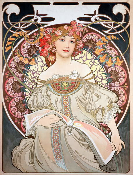 Obrazová reprodukce Lady in Green, Mucha, Alphonse Marie, 30x40 cm