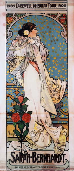 Obrazová reprodukce Sarah Bernhardt's Farewell American Tour, Mucha, Alphonse Marie, 21.8x50 cm