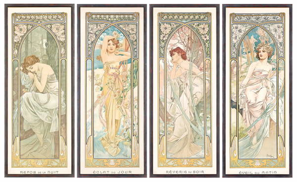 Obrazová reprodukce The Times of the Day; Les heures du jour , 1899, Mucha, Alphonse Marie, 40x24.6 cm