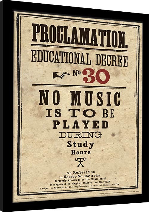 Inramad poster Harry Potter - Educational Decree No. 30