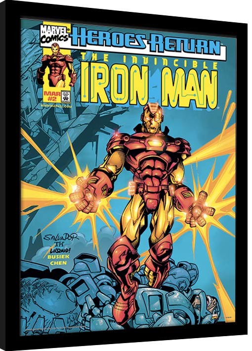 Ingelijste poster Marvel Comics - Iron Man Heroes Return