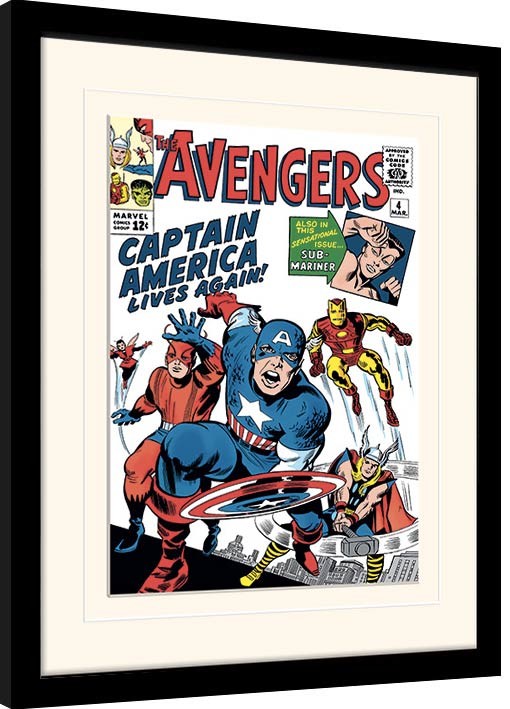 Rámovaný plakát Marvel Comics - Captain America Lives Again