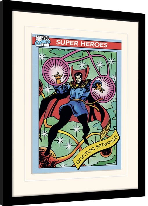 Ingelijste poster Marvel Comics - Doctor Strange Trading Card