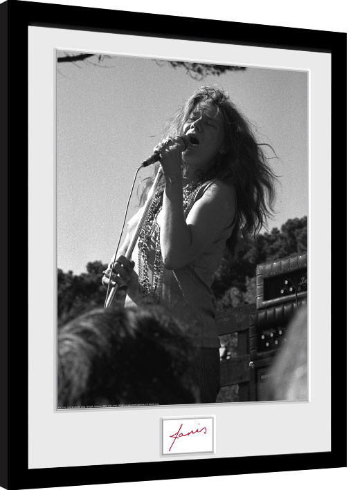 Gerahmte Poster Janis Joplin - Singing BW
