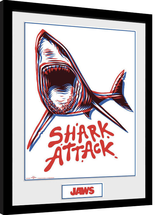 Oprawiony plakat Szczęki - Shark Attack