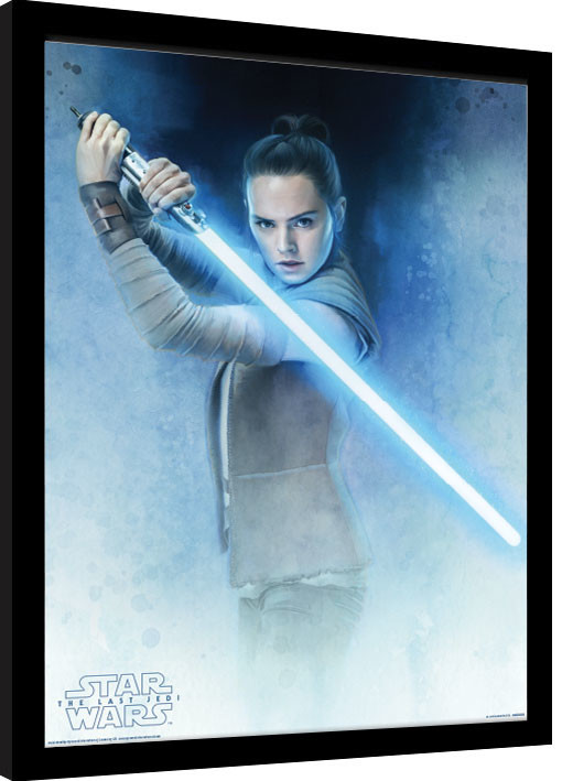 Rámovaný plakát Star Wars: Poslední z Jediů - Rey Lightsaber Guard