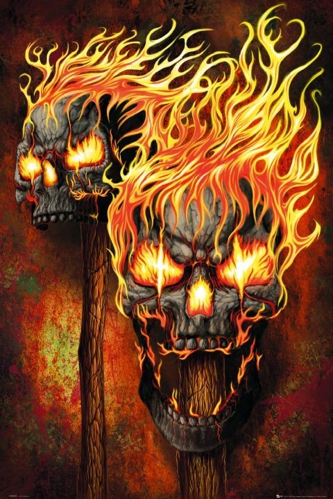 Poster Flaming skulls