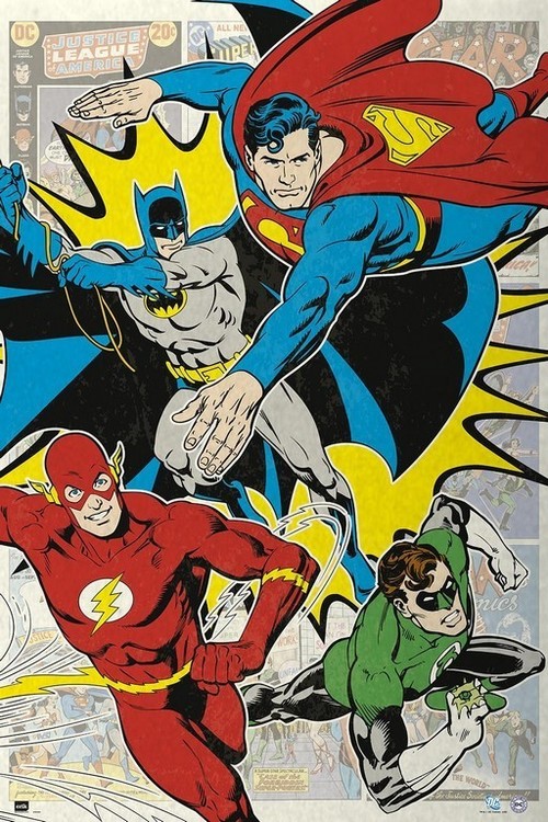 Plagát DC Comics - 4 Superheroes