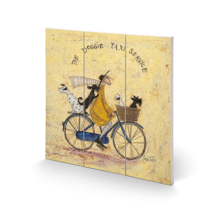 Dřevěný obraz Sam Toft - The Doggie Taxi Service, 30x30 cm
